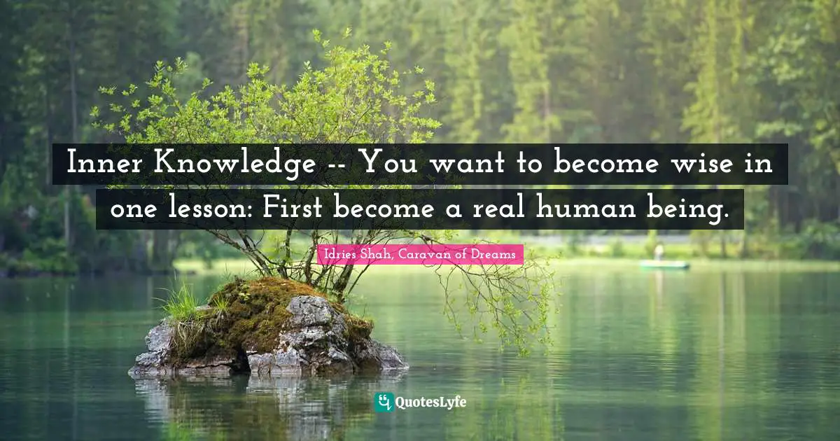 Inner Knowledge -- You want to become wise in one lesson: First become a real human being.