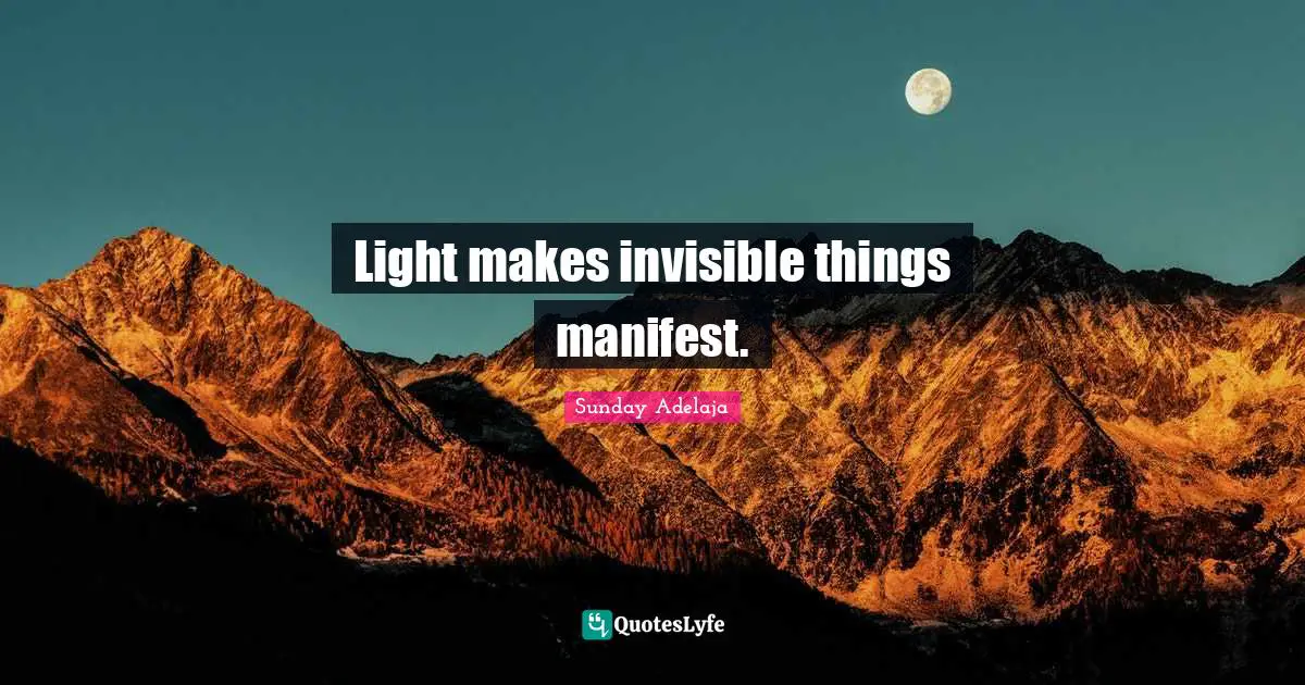 Sunday Adelaja Quotes: "Light makes invisible things manifest."