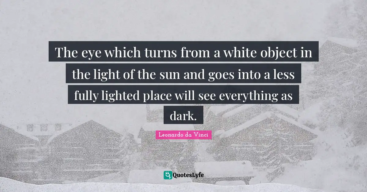 The eye which turns from a white object in the light of the sun and goes into a less fully lighted place will see everything as dark.