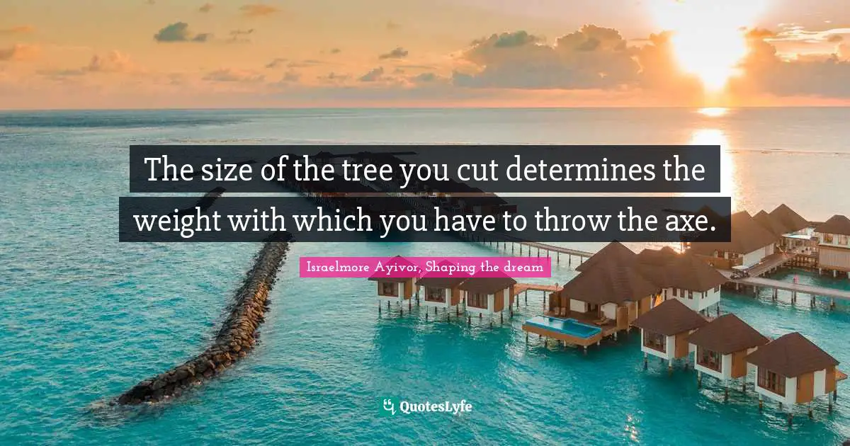 The size of the tree you cut determines the weight with which you have to throw the axe.
