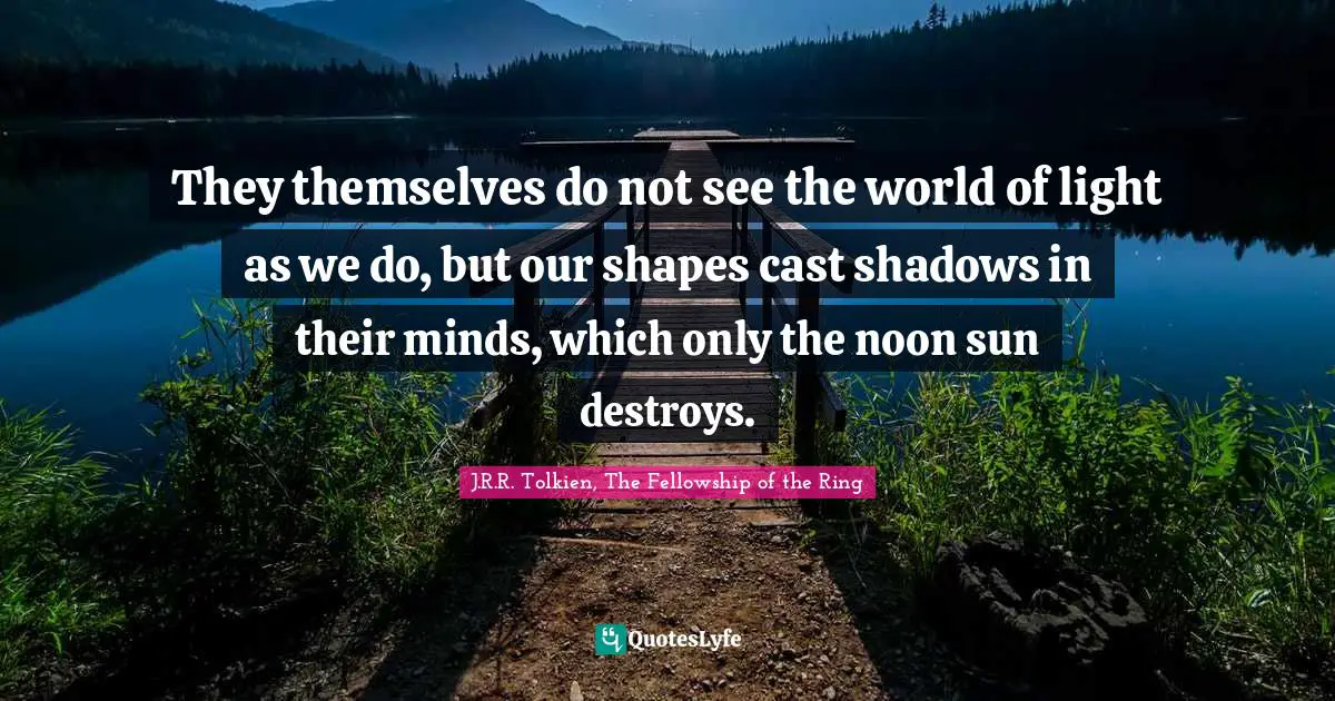 They themselves do not see the world of light as we do, but our shapes cast shadows in their minds, which only the noon sun destroys.