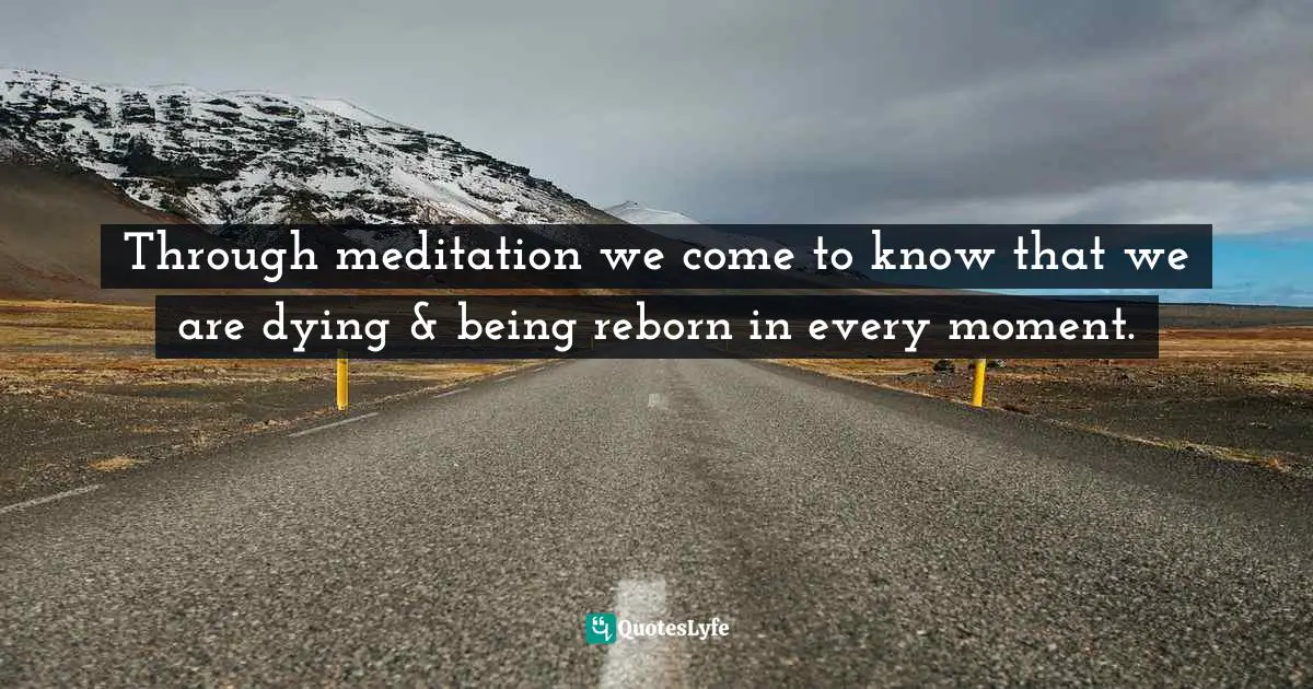 Through meditation we come to know that we are dying & being reborn in every moment.