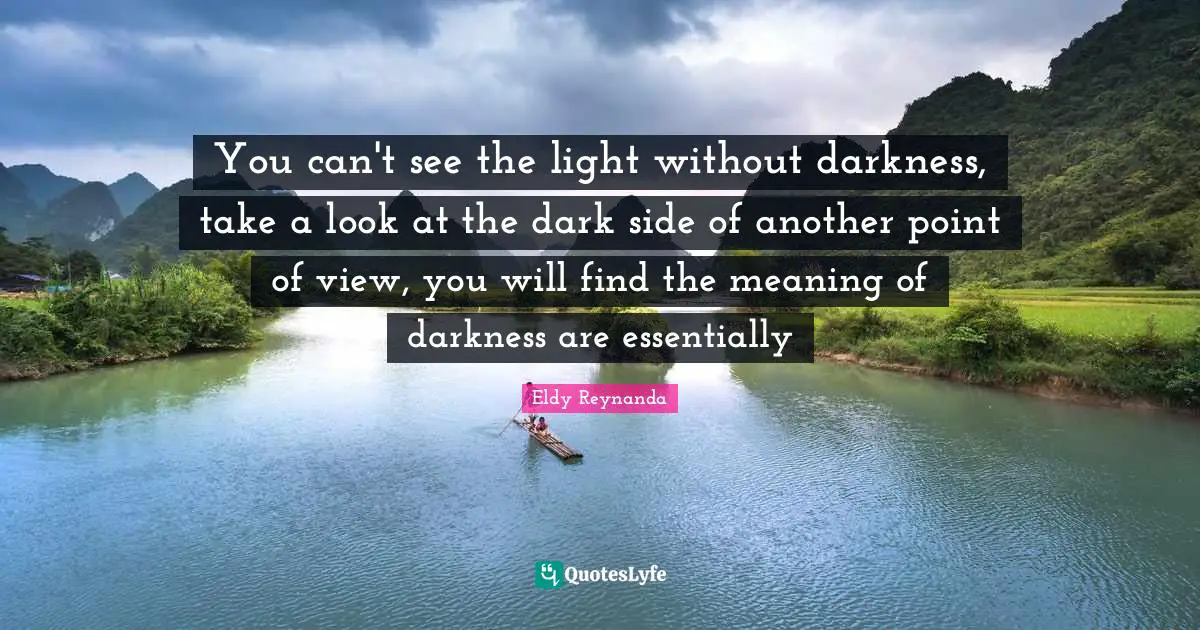 You Can T See The Light Without Darkness Take A Look At The Dark Side Quote By Eldy Reynanda Quoteslyfe