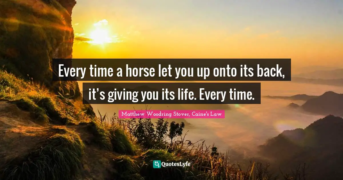 Every time a horse let you up onto its back, it’s giving you its life. Every time.
