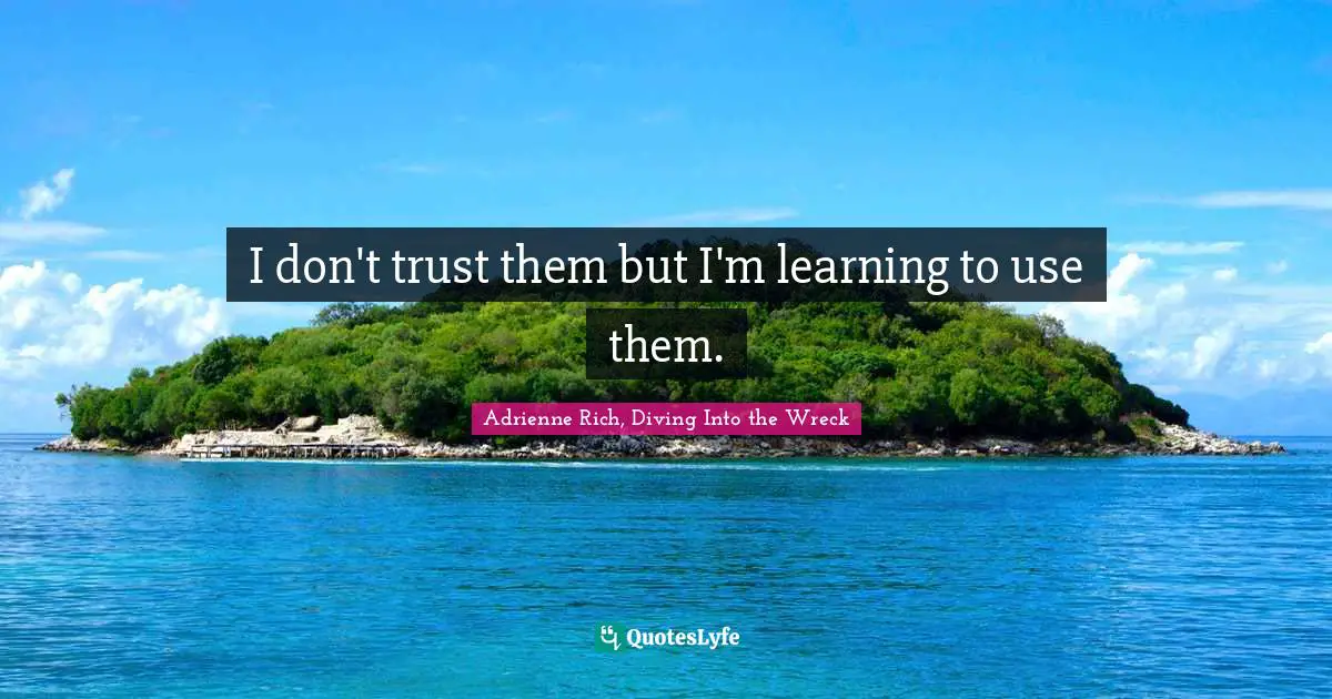 Wreck Quotes: "I don't trust them but I'm learning to use them."