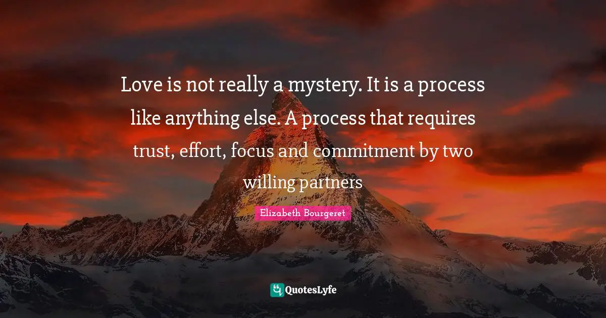 Love is not really a mystery. It is a process like anything else. A process that requires trust, effort, focus and commitment by two willing partners