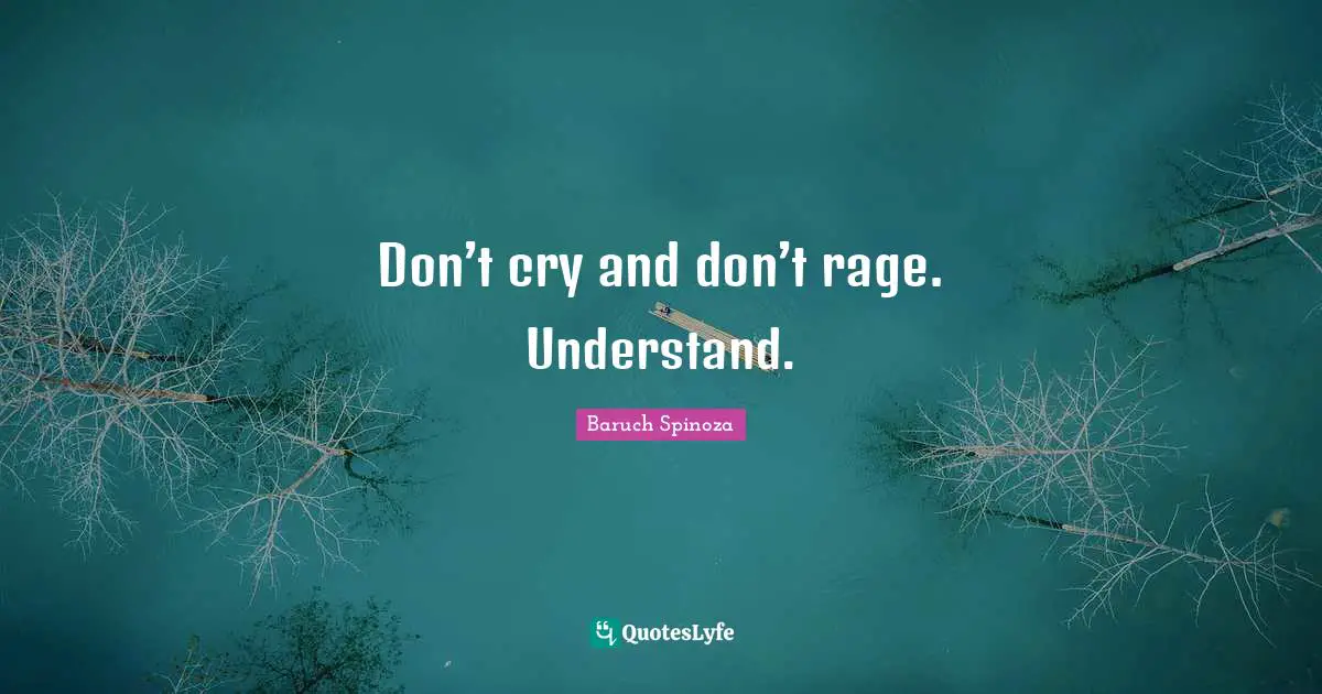 Don’t cry and don’t rage. Understand.