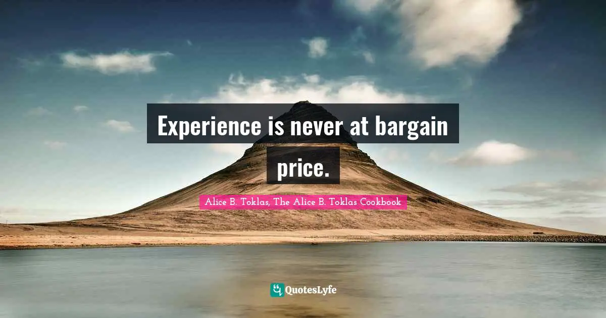 Experience is never at bargain price.