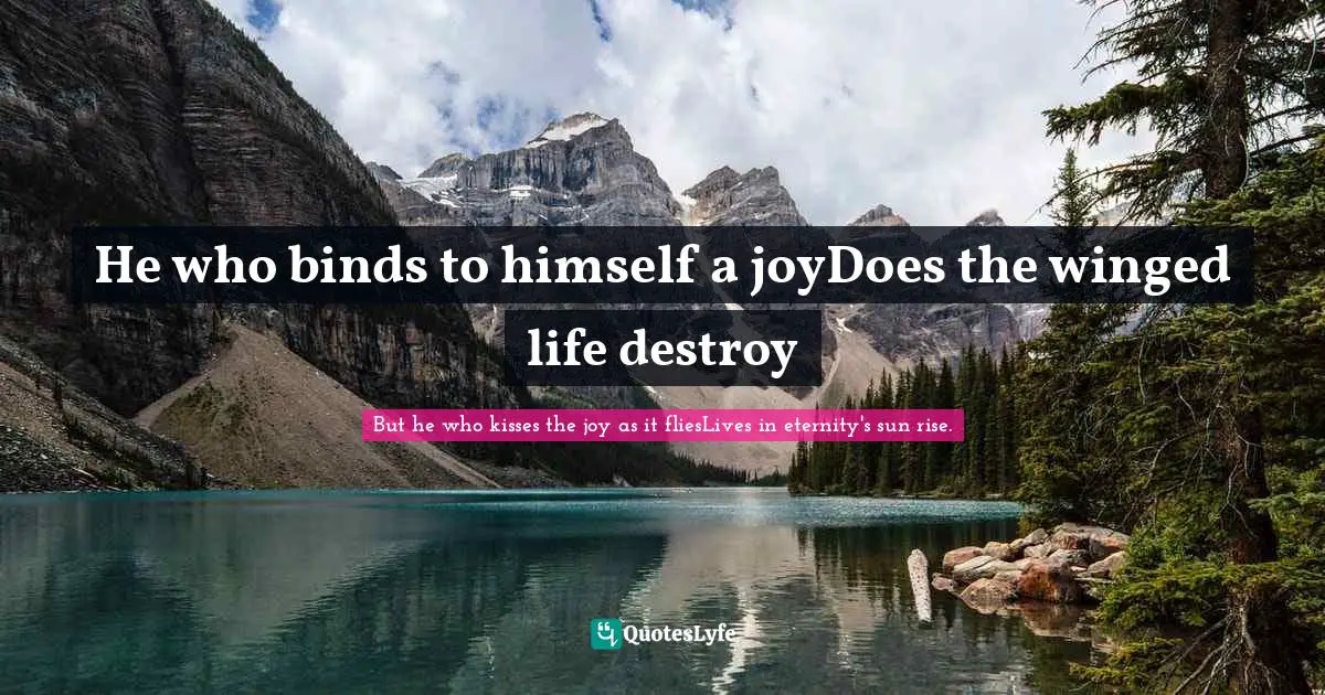 He who binds to himself a joyDoes the winged life destroy