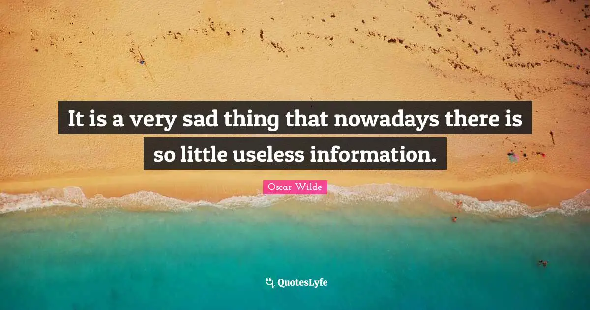 It is a very sad thing that nowadays there is so little useless information.