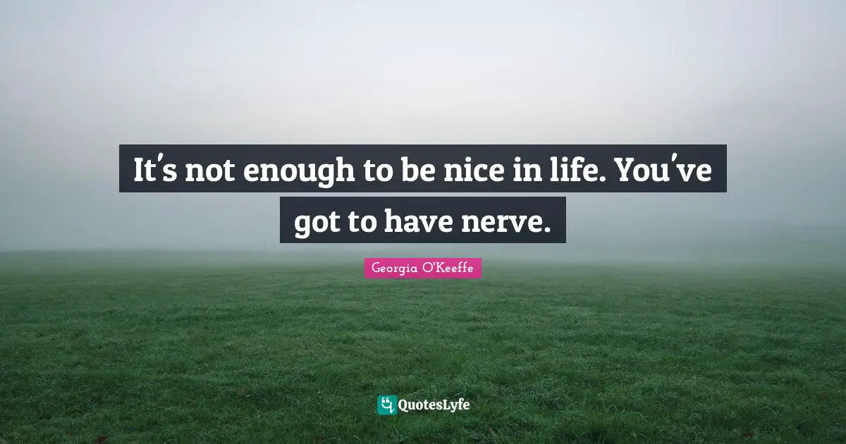 Issues Quotes: "It's not enough to be nice in life. You've got to have nerve."