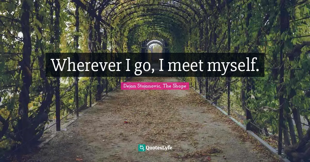 Dejan Stojanovic, The Shape Quotes: "Wherever I go, I meet myself."