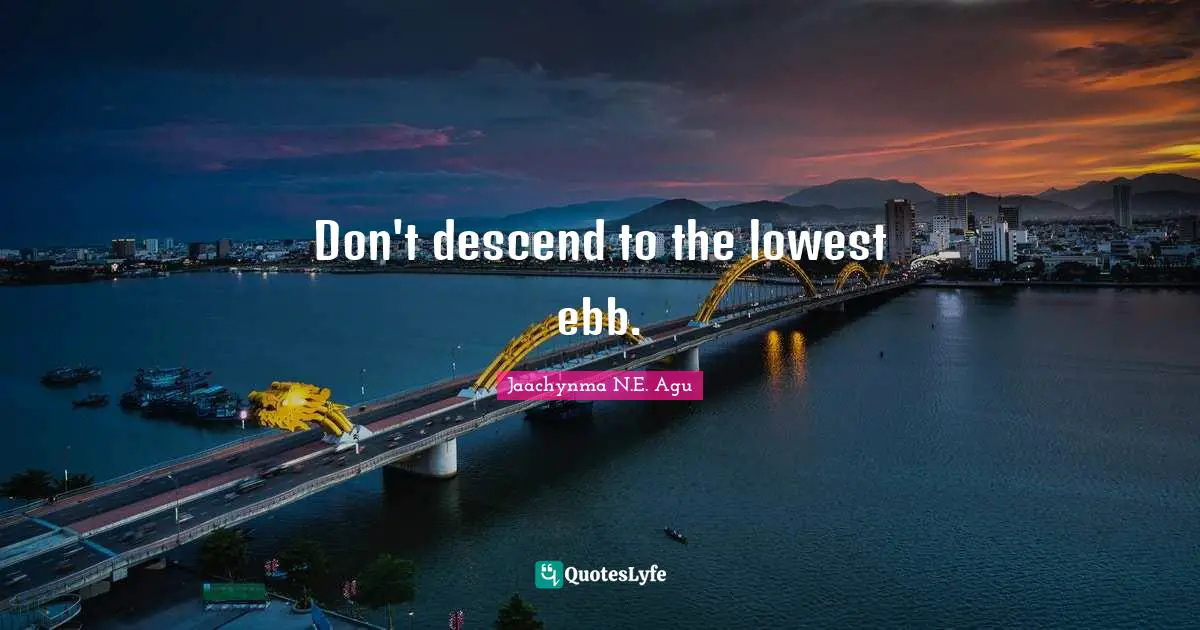 Jaachynma N.E. Agu Quotes: Don't descend to the lowest ebb.