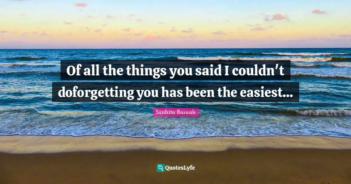 Of all the things you said I couldn't doforgetting you has been the easiest...