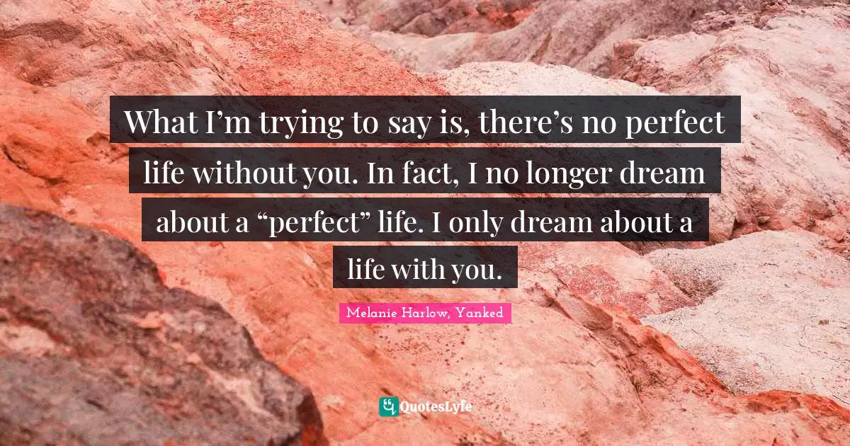 What I’m trying to say is, there’s no perfect life without you. In fact, I no longer dream about a “perfect” life. I only dream about a life with you.