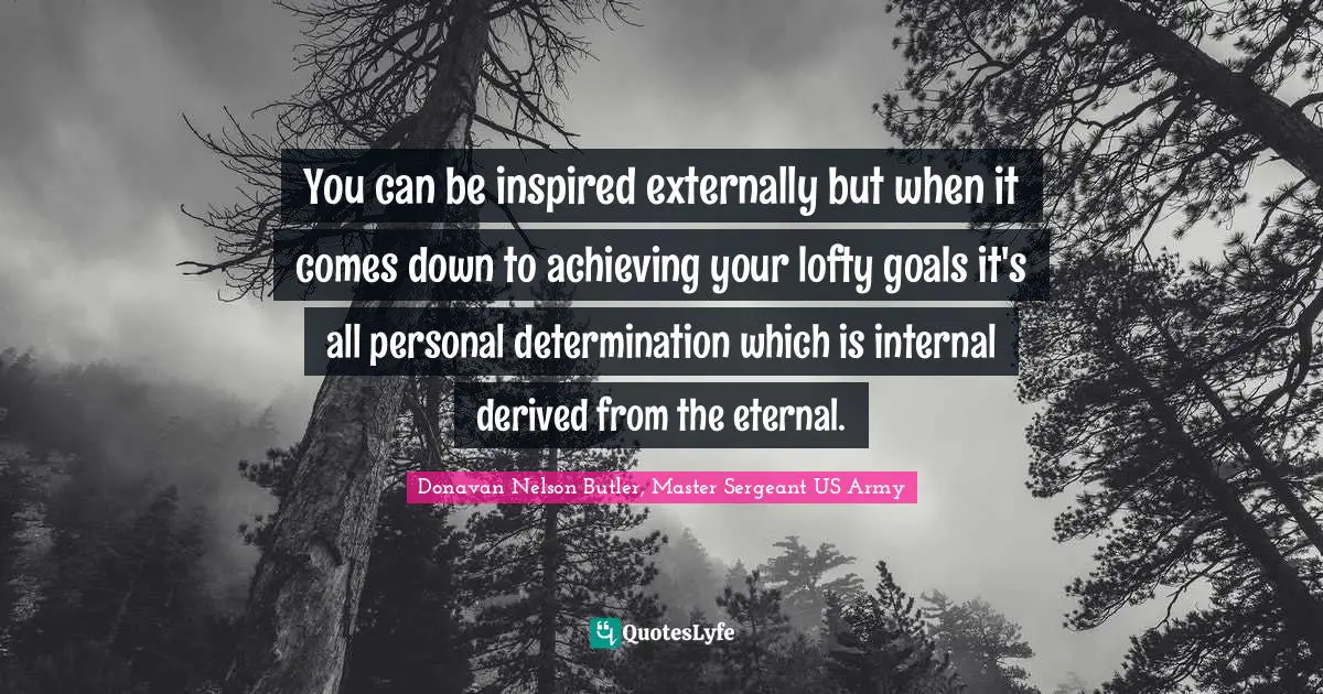 You can be inspired externally but when it comes down to achieving your lofty goals it's all personal determination which is internal derived from the eternal.
