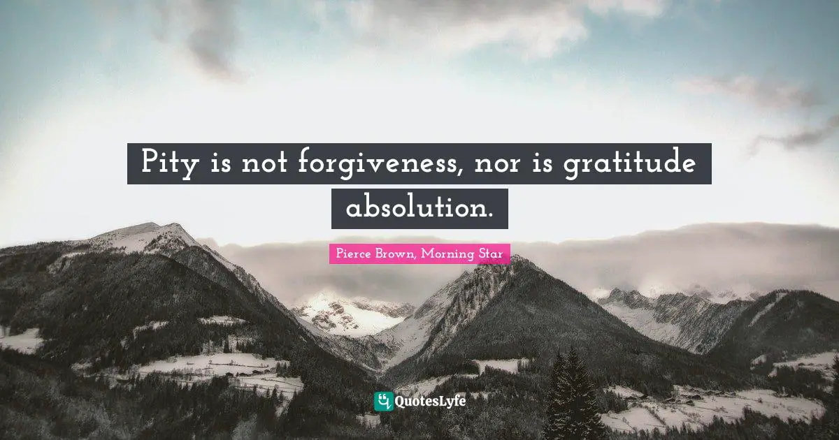 Pity is not forgiveness, nor is gratitude absolution.
