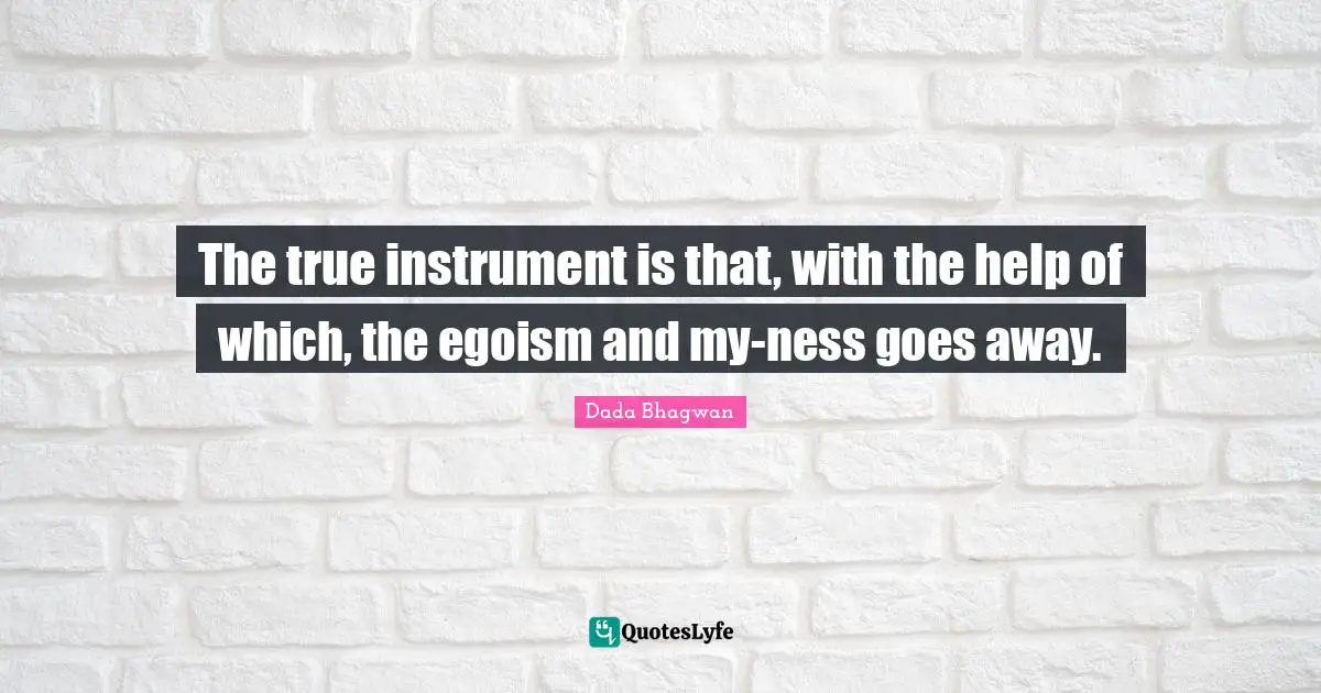 The true instrument is that, with the help of which, the egoism and my-ness goes away.