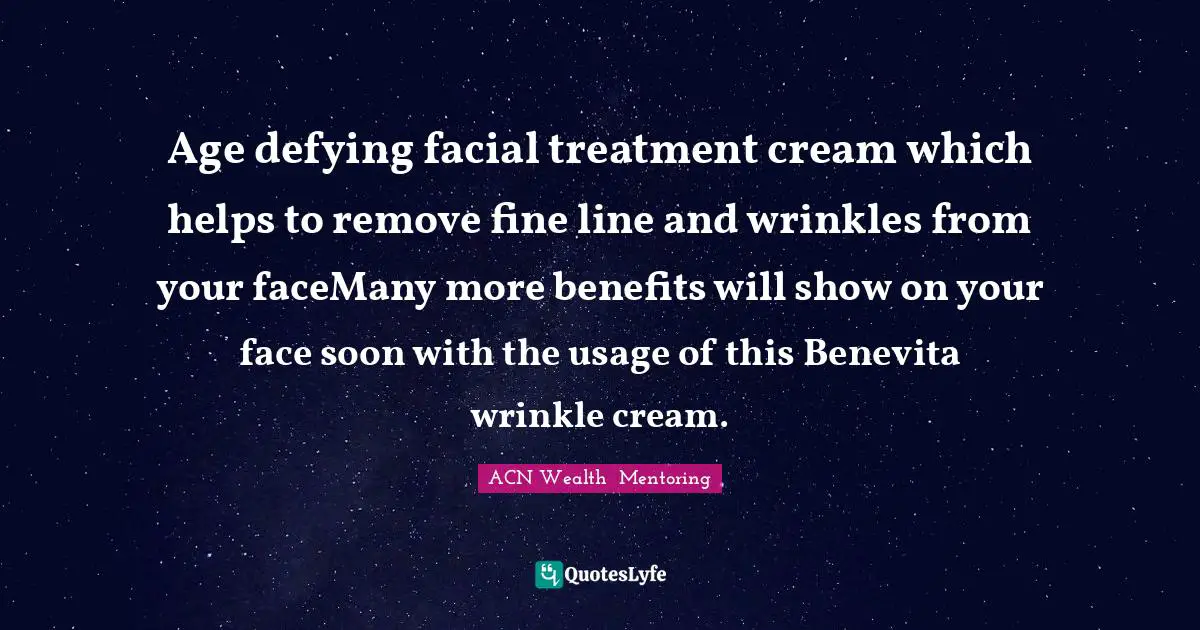 Age defying facial treatment cream which helps to remove fine line and wrinkles from your faceMany more benefits will show on your face soon with the usage of this Benevita wrinkle cream.