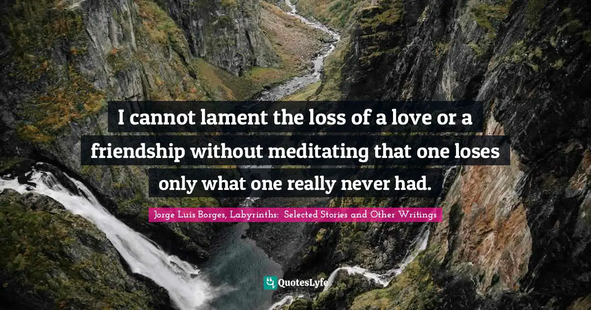 I cannot lament the loss of a love or a friendship without meditating that one loses only what one really never had.