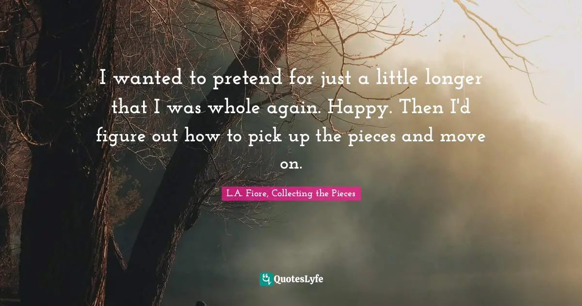 I wanted to pretend for just a little longer that I was whole again. Happy. Then I'd figure out how to pick up the pieces and move on.