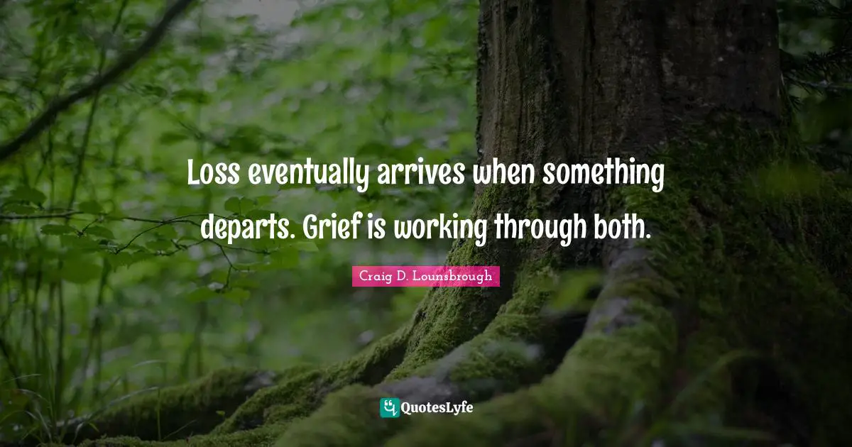 Loss eventually arrives when something departs. Grief is working through both.