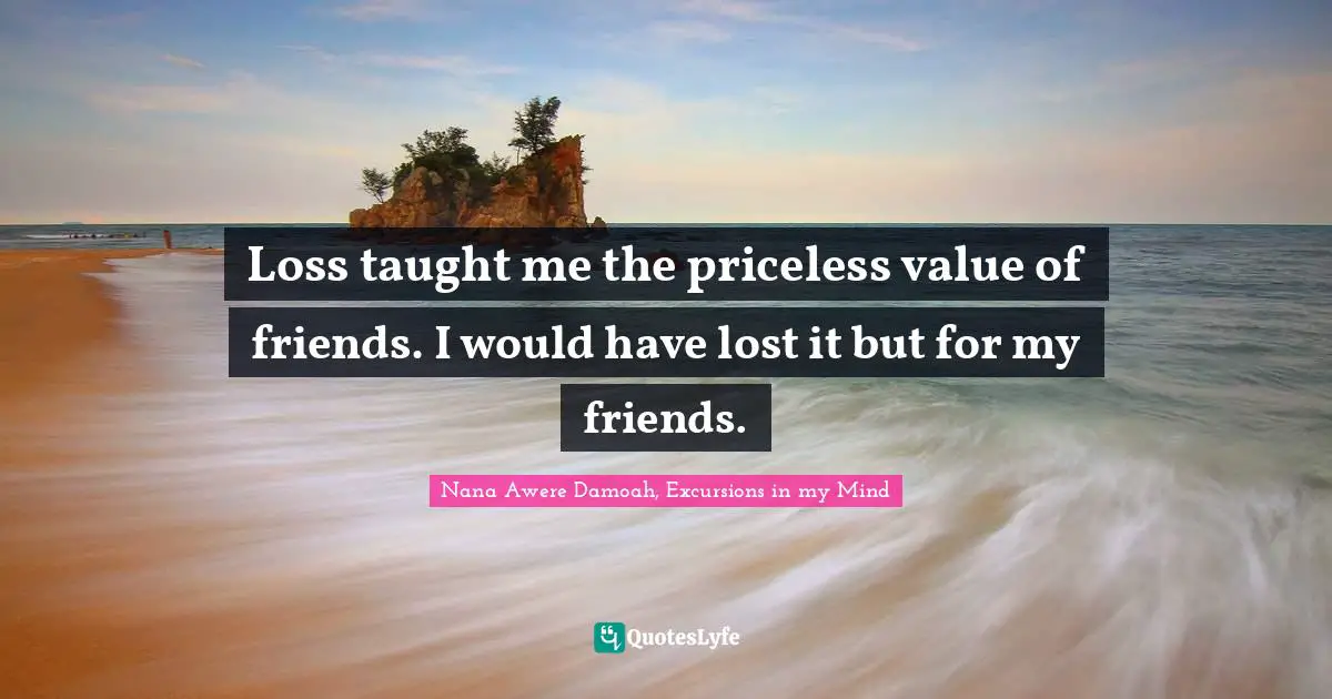 Loss taught me the priceless value of friends. I would have lost it but for my friends.