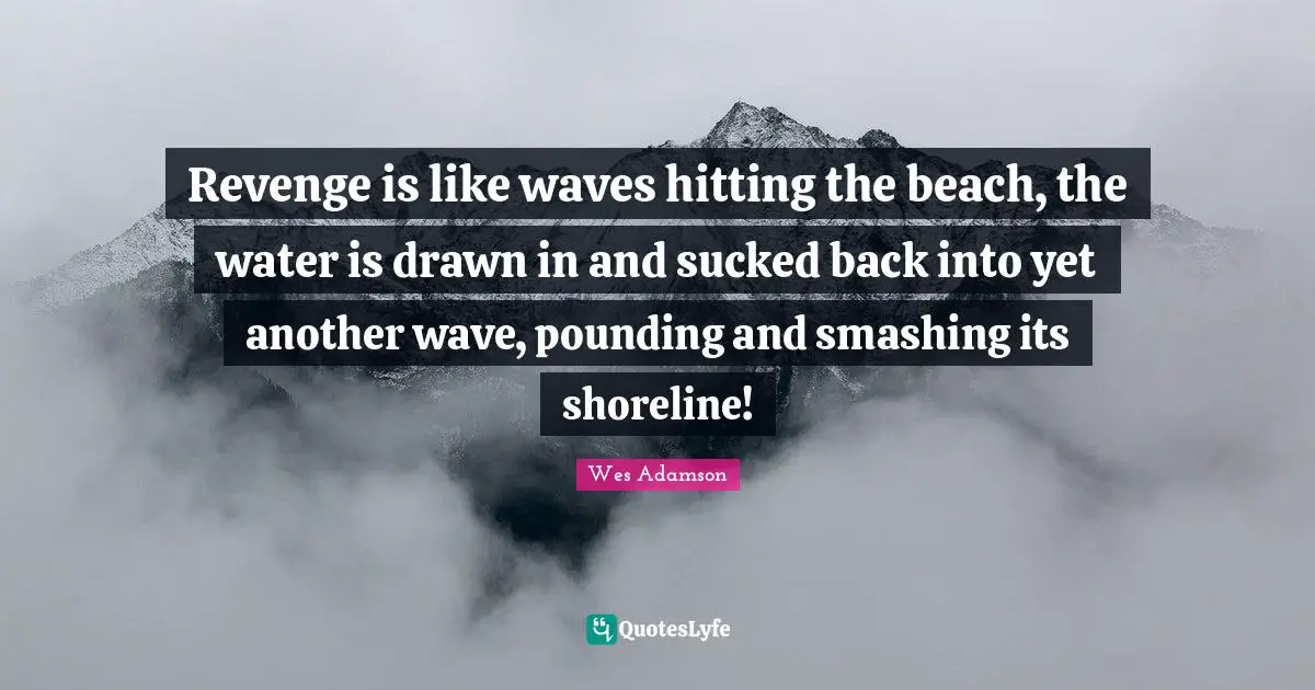Revenge is like waves hitting the beach, the water is drawn in and sucked back into yet another wave, pounding and smashing its shoreline!