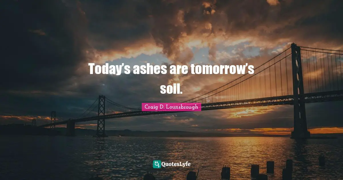 Today’s ashes are tomorrow’s soil.