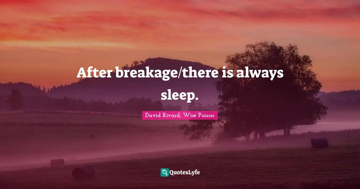 After breakage/there is always sleep.