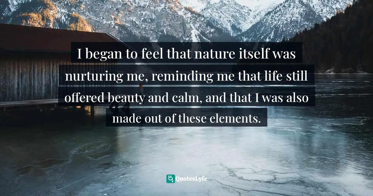 I began to feel that nature itself was nurturing me, reminding me that life still offered beauty and calm, and that I was also made out of these elements.