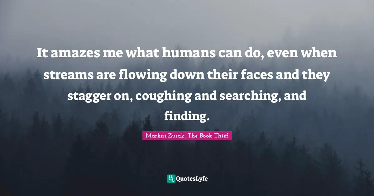 It amazes me what humans can do, even when streams are flowing down their faces and they stagger on, coughing and searching, and finding.