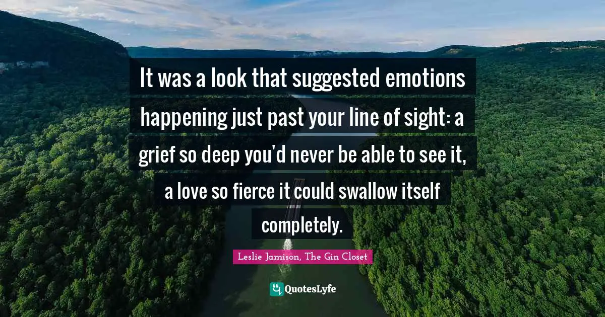 It was a look that suggested emotions happening just past your line of sight: a grief so deep you'd never be able to see it, a love so fierce it could swallow itself completely.