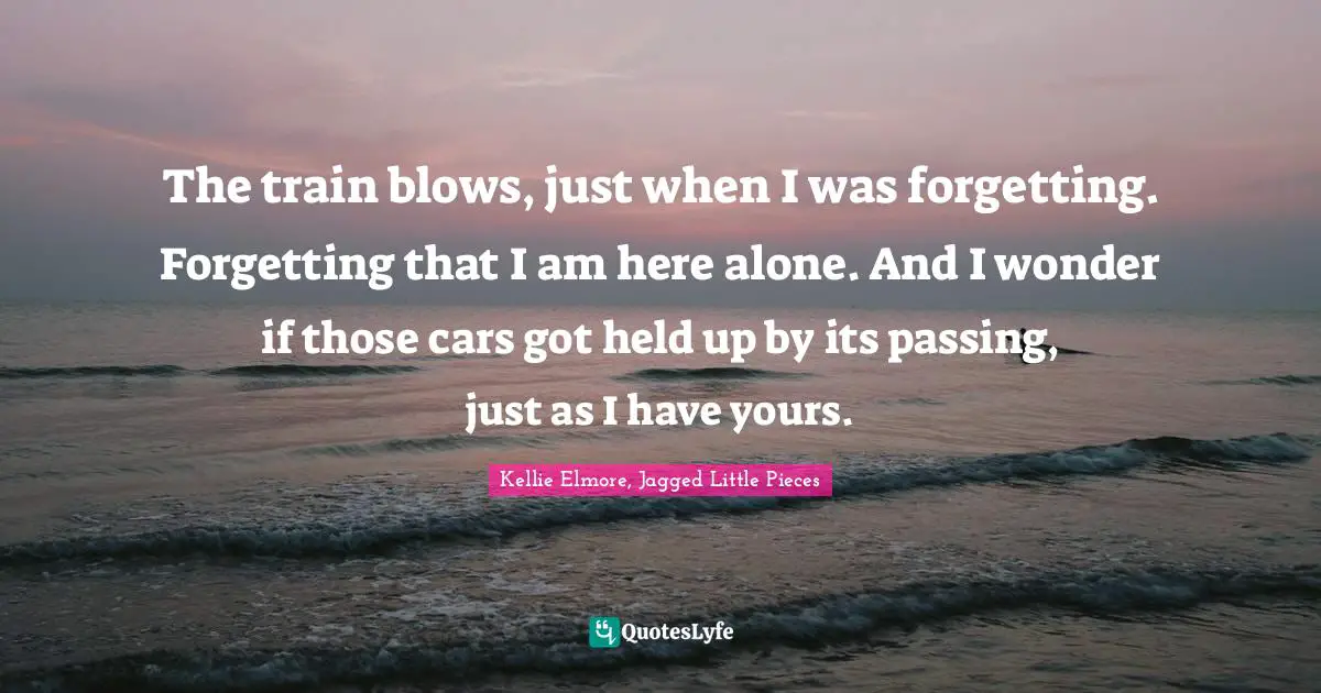 The train blows, just when I was forgetting. Forgetting that I am here alone. And I wonder if those cars got held up by its passing, just as I have yours.