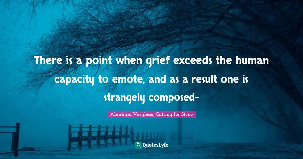 There is a point when grief exceeds the human capacity to emote, and as a result one is strangely composed-