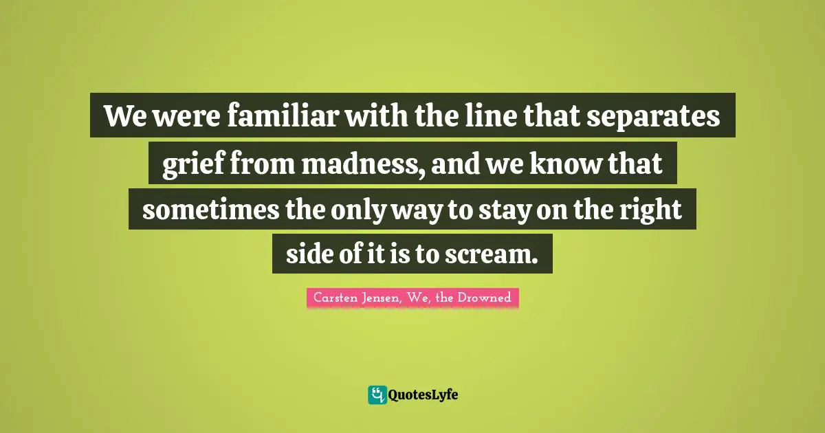 We were familiar with the line that separates grief from madness, and we know that sometimes the only way to stay on the right side of it is to scream.
