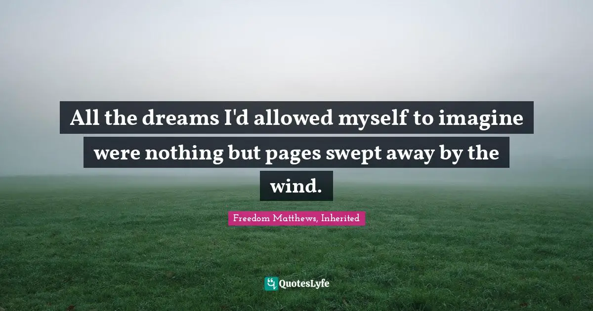 All the dreams I'd allowed myself to imagine were nothing but pages swept away by the wind.