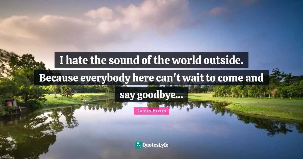 I hate the sound of the world outside. Because everybody here can't wait to come and say goodbye...
