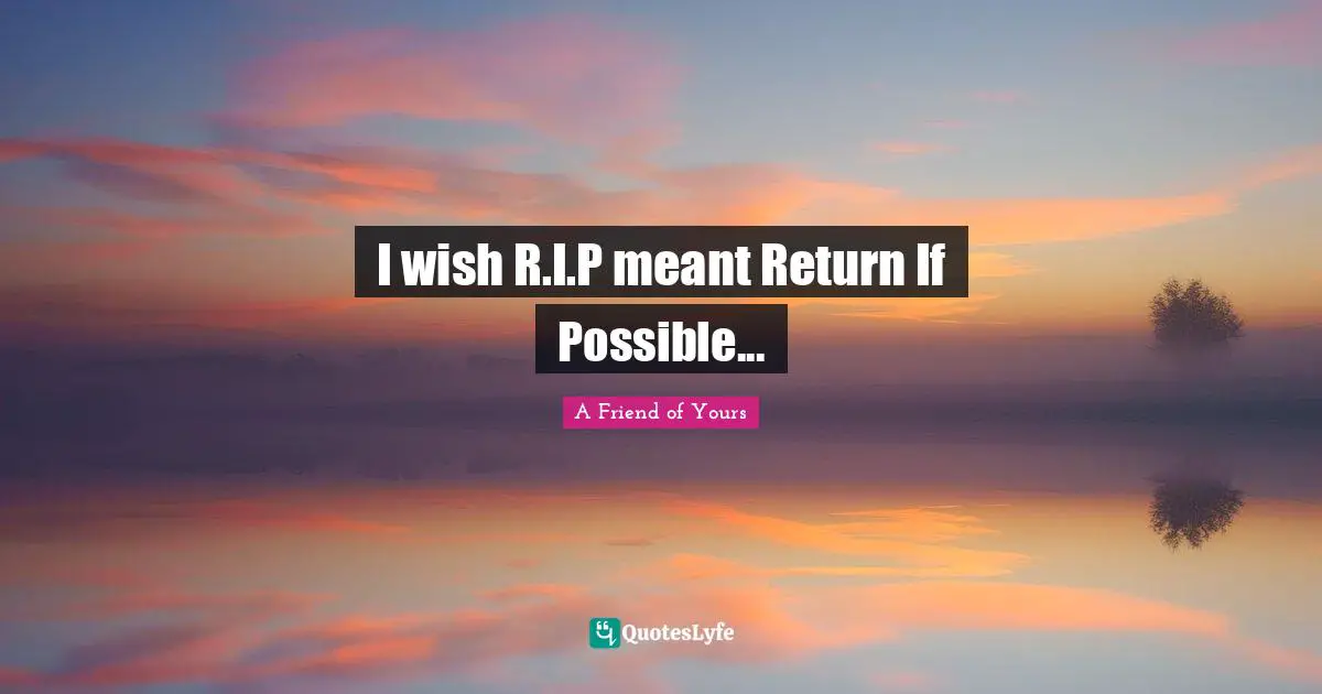 I wish R.I.P meant Return If Possible...
