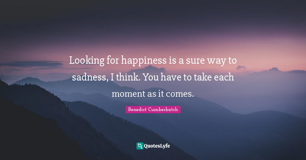 Looking for happiness is a sure way to sadness, I think. You have to take each moment as it comes.