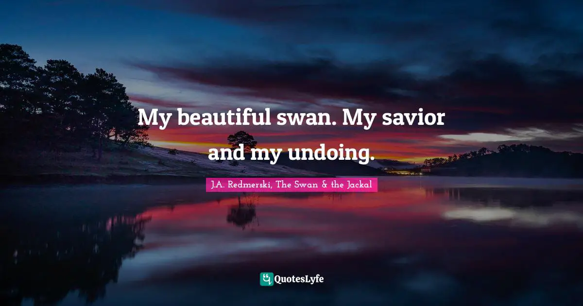 My beautiful swan. My savior and my undoing.