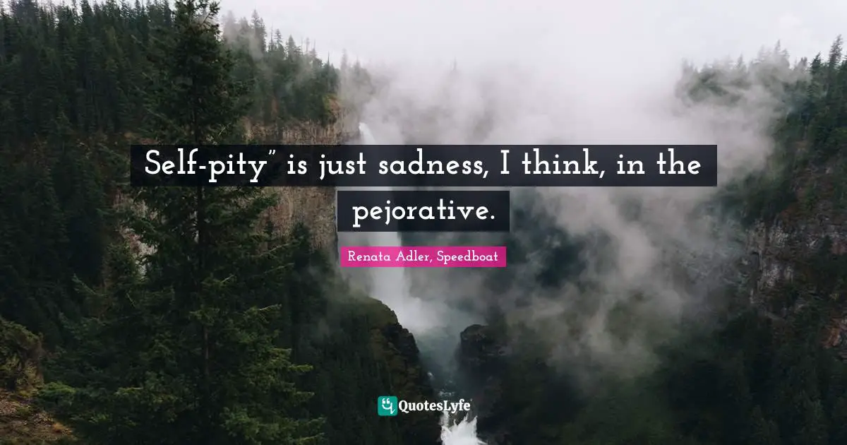 Self-pity” is just sadness, I think, in the pejorative.