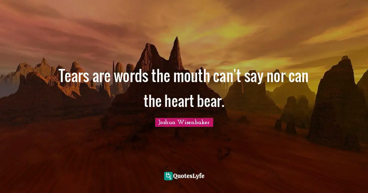 Tears are words the mouth can't say nor can the heart bear.
