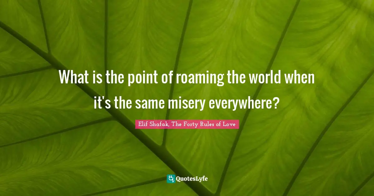 What is the point of roaming the world when it's the same misery everywhere?