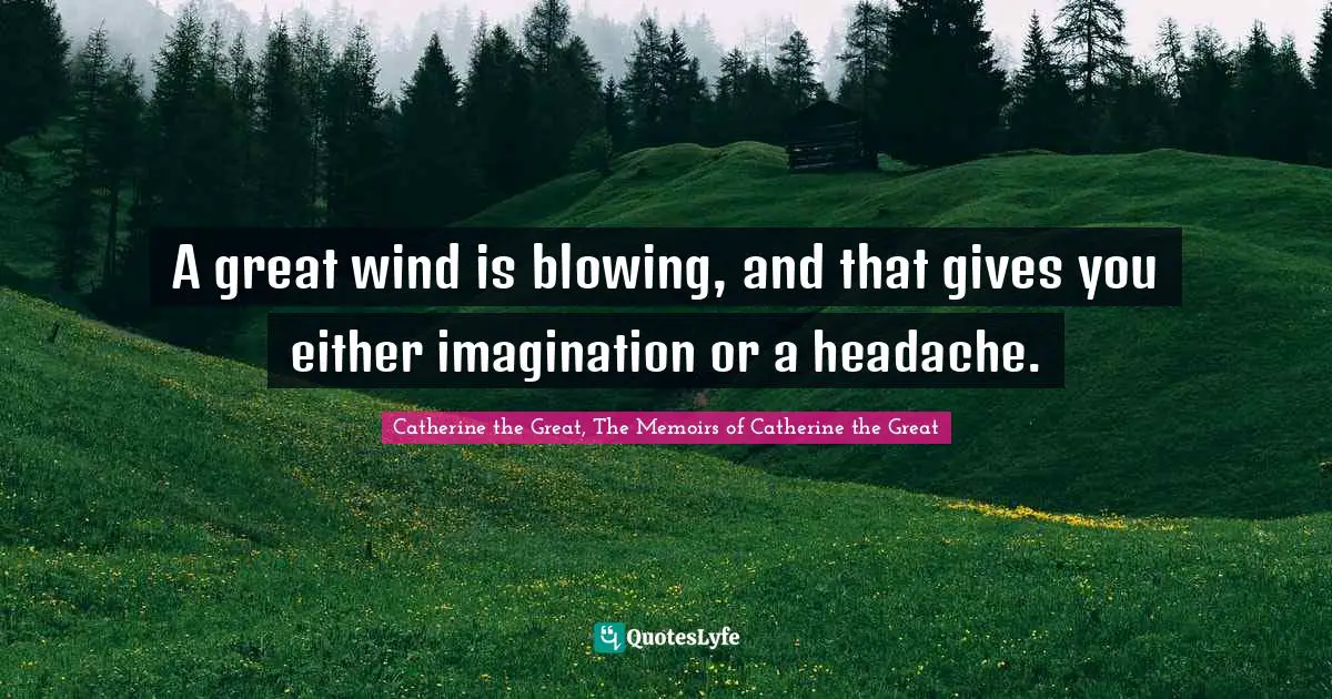 A great wind is blowing, and that gives you either imagination or a headache.