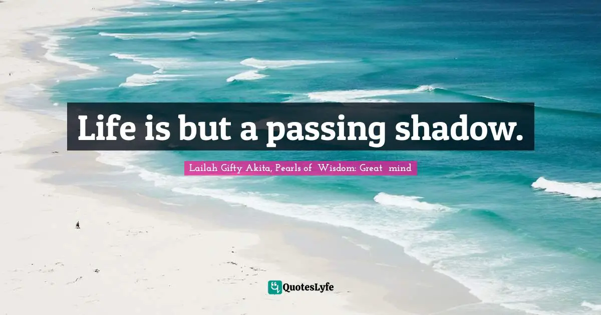 Life is but a passing shadow.