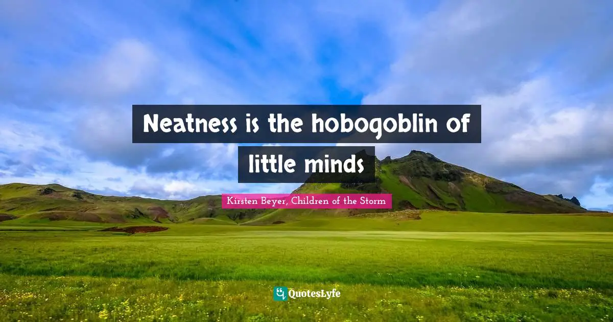 Neatness is the hobogoblin of little minds