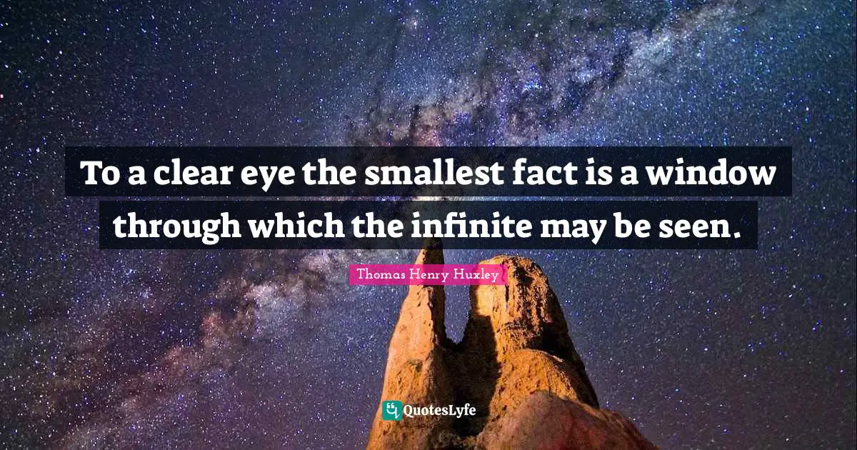 To a clear eye the smallest fact is a window through which the infinite may be seen.