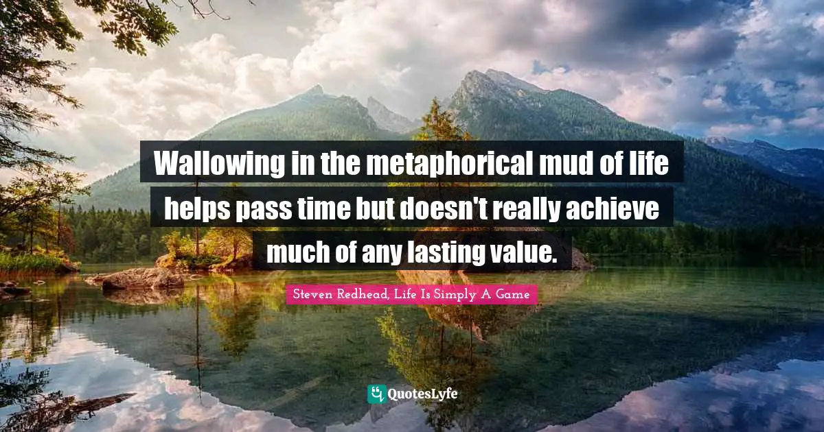 Wallowing in the metaphorical mud of life helps pass time but doesn't really achieve much of any lasting value.