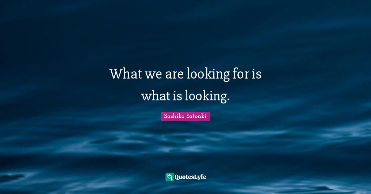 What we are looking for is what is looking.